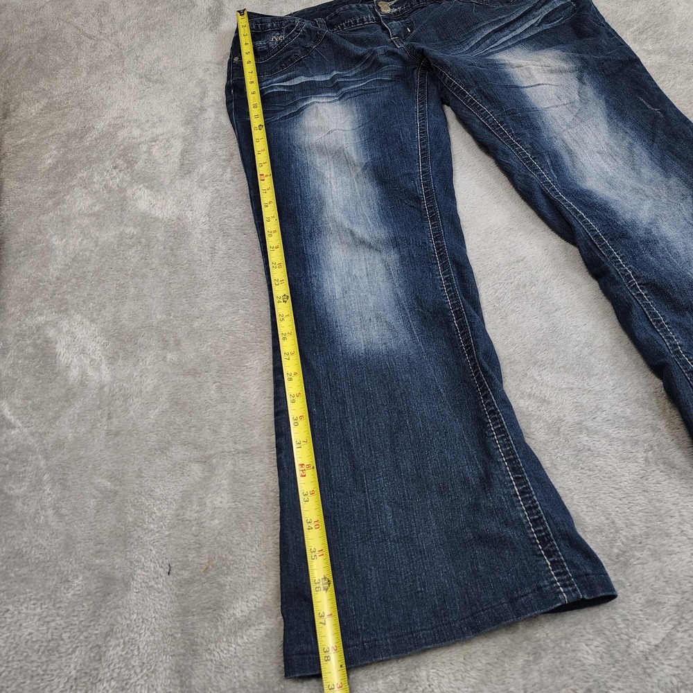 Maurices‎ curvy womens Y2k embroidered bootcut jeans 14 stretch mid rise *HEMMED - Picture 6 of 11